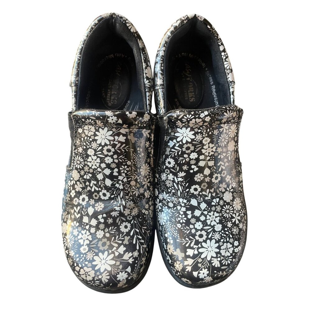 Easy Works by Easy Street Work Nursing Shoe Slip-Resist Clog Sz 7.5 floral black